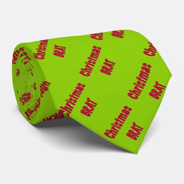 Christmas Red And Brat Green Tie (Rolled)