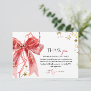 Christmas Red and Gold Baby Shower Thank You Card