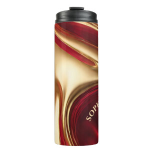 Christmas-Red and Gold-  Thermal Tumbler