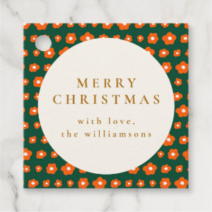 Christmas Red and Green Boho Flowers Custom Favour Tags