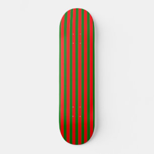 Christmas Red and Green Candy Cane Stripes Skateboard