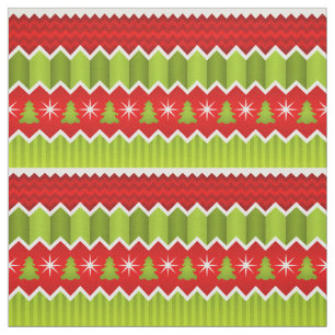 Christmas Red And Green Chevron Stripes Pattern Fabric