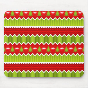 Christmas Red And Green Chevron Stripes Pattern Mouse Mat