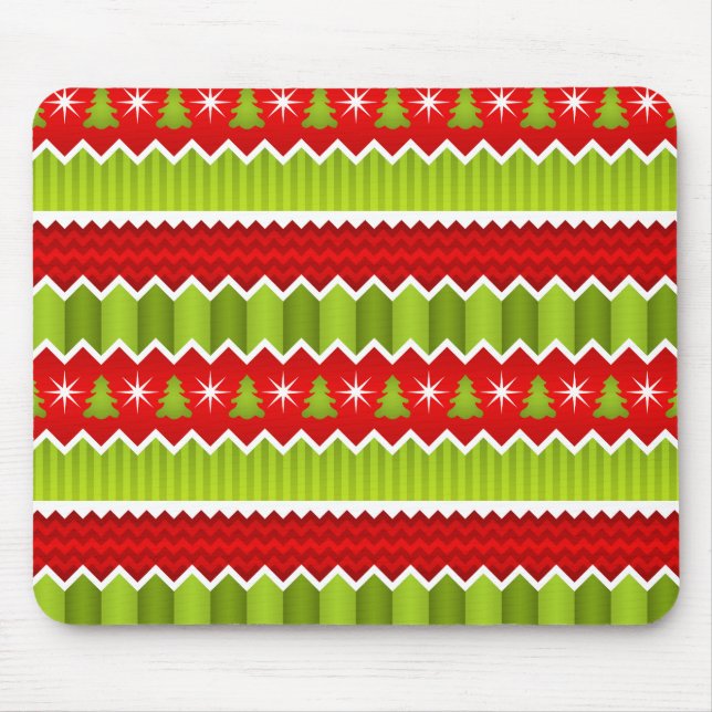 Christmas Red And Green Chevron Stripes Pattern Mouse Mat (Front)