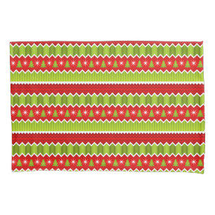 Christmas Red And Green Chevron Stripes Pattern Pillowcase