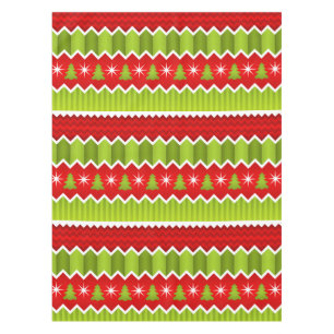 Christmas Red And Green Chevron Stripes Pattern Tablecloth