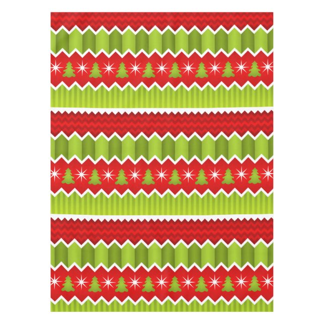 Christmas Red And Green Chevron Stripes Pattern Tablecloth (Front)