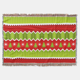 Christmas Red And Green Chevron Stripes Pattern Throw Blanket