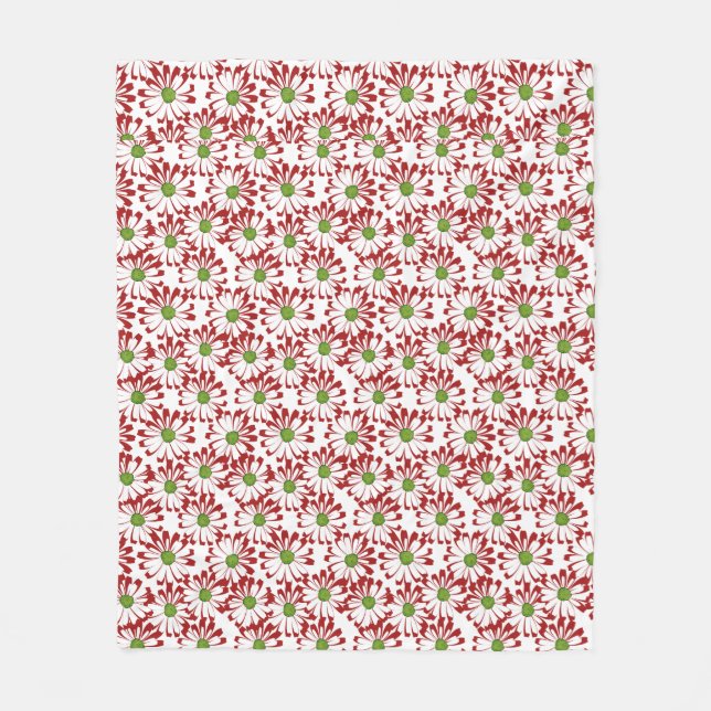 Christmas Red and Green Daisy Floral Pattern Fleece Blanket (Front)