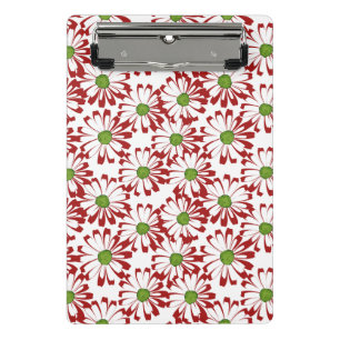 Christmas Red and Green Daisy Floral Pattern Mini Clipboard