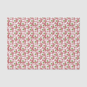 Christmas Red and Green Daisy Floral Pattern Tissue Paper