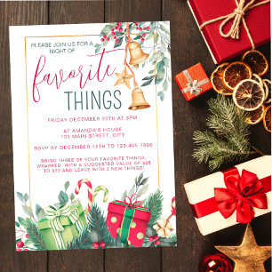 Christmas Red and Green Favourite Things Party Invitation