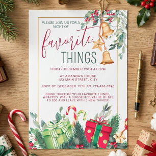 Christmas Red and Green Favourite Things Party Invitation
