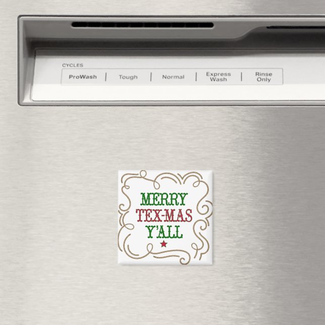 Christmas Red and Green Merry Tex-Mas Y'all Magnet (In Situ (Dishwasher))