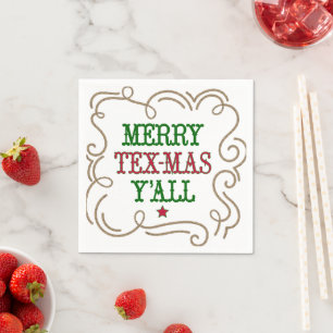 Christmas Red and Green Merry Tex-Mas Y'all Napkin