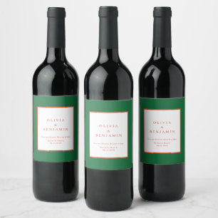 Christmas Red and Green Minimal Chic Wedding Wine Label