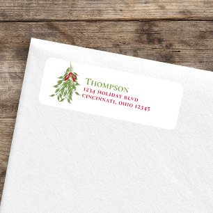 Christmas Red and Green Mistletoe Return Address