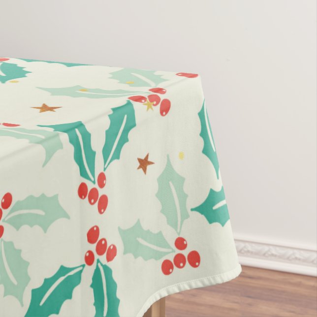 Christmas Red And Green Mistletoe Tablecloth (In Situ)