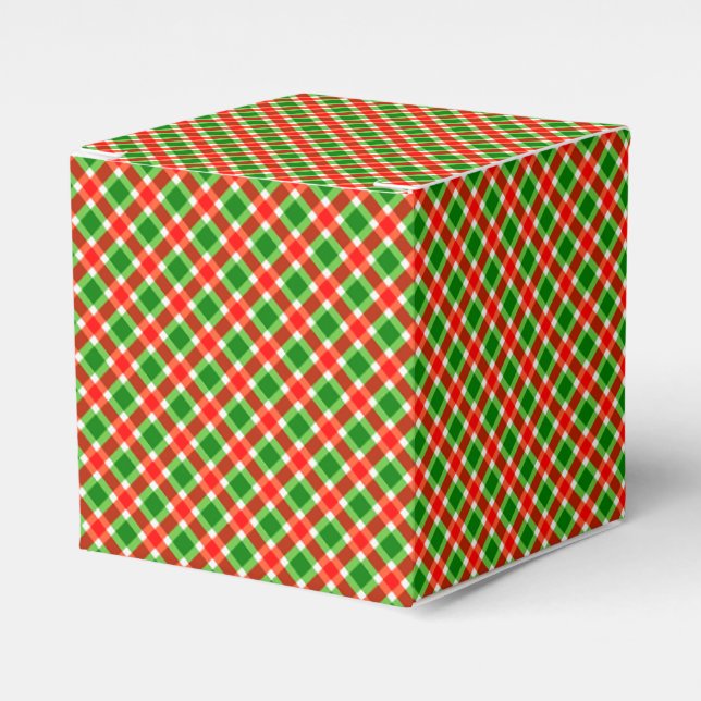 Christmas Red and Green Plaid Favour Box (Front Side)