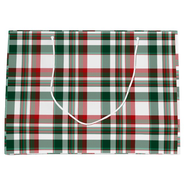 Christmas Red And Green Plaid  Large Gift Bag (Front)