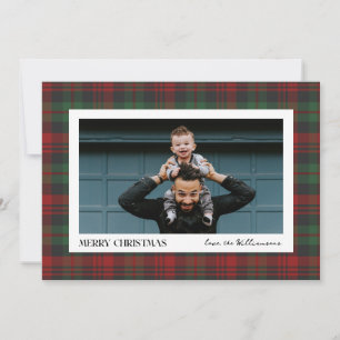 Christmas Red and Green Plaid Single Photo Holiday Card