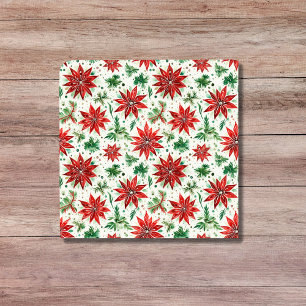 Christmas Red and Green Poinsettia Floral Tile