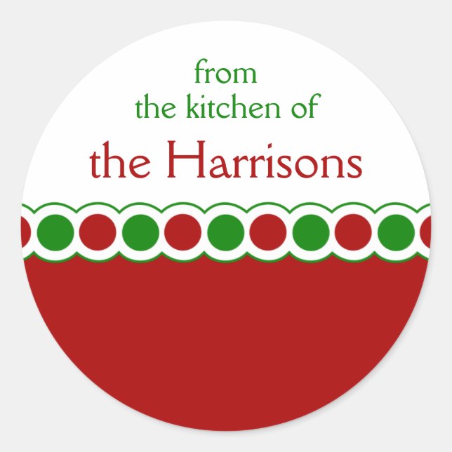 Christmas Red and Green Polka Dot Baking Gift Classic Round Sticker (Front)
