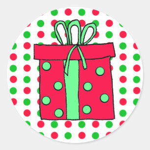 Christmas Red and Green Polka Dots Holiday Classic Round Sticker