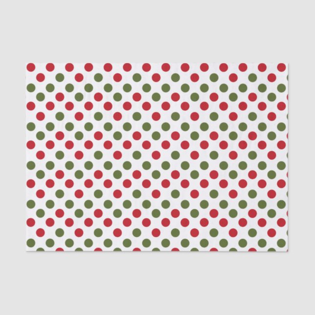 Christmas Red And Green Polka Dots Tissue Paper (Front)