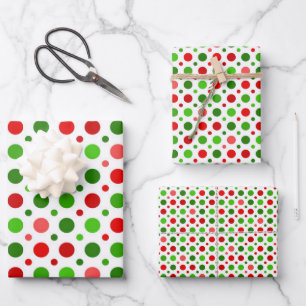 Christmas red and green polka dots wrapping paper. paper sheet