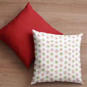 Christmas Red and Green Snowflake Cushion