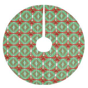 Christmas Red and Green Striped Bow Retro Brushed Polyester Tree Skirt