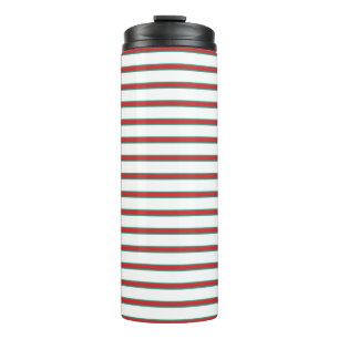 Christmas Red and Green Striped Thermal Tumbler
