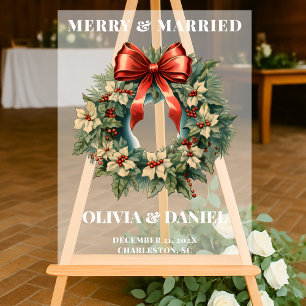 Christmas Red and Green Wedding Welcome Frosted Acrylic Sign