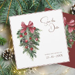 Christmas Red and Green Winter Festive Wedding Save The Date<br><div class="desc">Modern Christmas Red and Green Winter Festive Wedding Save the Date Card - Elegant Foliage in Rustic Evergreen Hues. Embrace the enchantment of the season with our modern Christmas wedding save-the-date card, adorned in the rich and festive colours of red and green. This elegant save-the-date card features delicate foliage accents...</div>