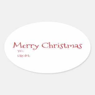 Christmas red and white blank to from cute oval sticker