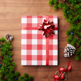 Christmas Red and White Buffalo Check Wrapping Paper