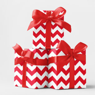 Christmas Red and White Chevron Wrapping Paper