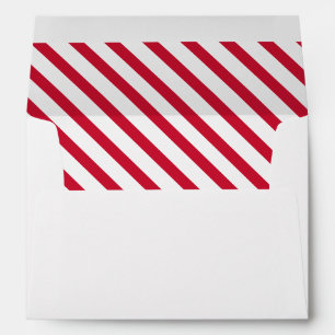 Christmas Red and White Diagonal Stripe Address Envelope