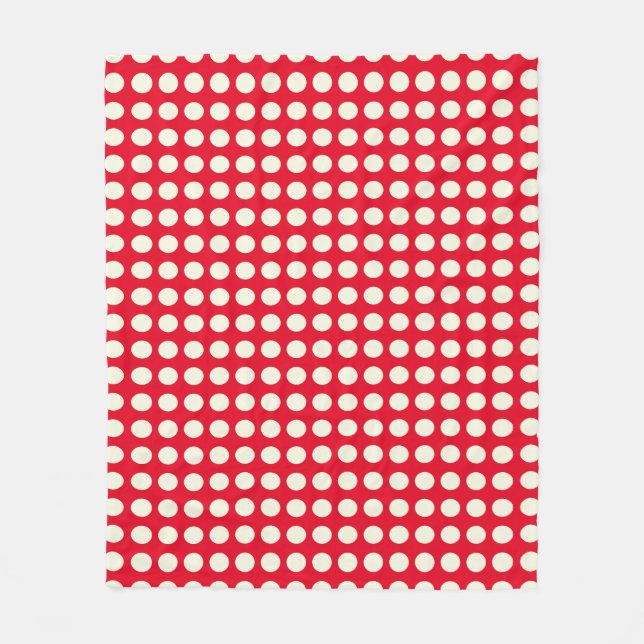 Christmas Red and White Geometric Dots Pattern  Fleece Blanket (Front)