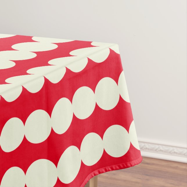 Christmas Red and White Geometric Dots Pattern  Tablecloth (In Situ)