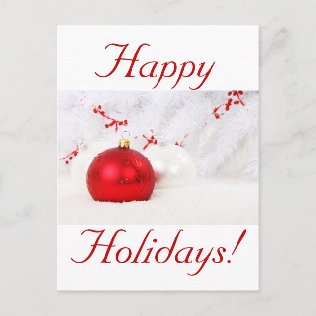 Christmas Red And White Happy Holidays Holiday Postcard (Front)