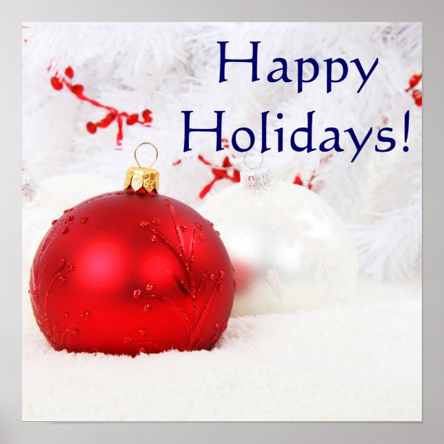 Christmas Red And White Happy Holidays II Poster (Front)