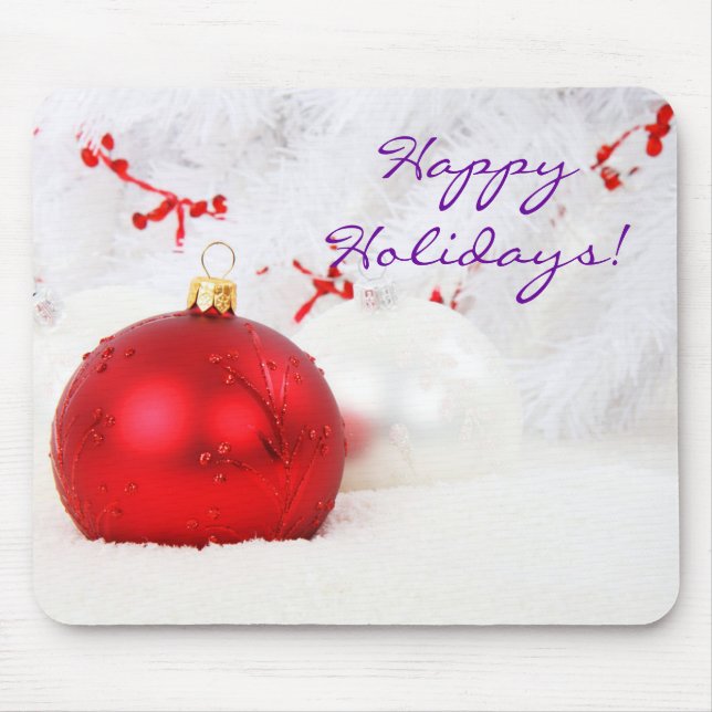 Christmas Red And White Happy Holidays III Mouse Mouse Mat (Front)