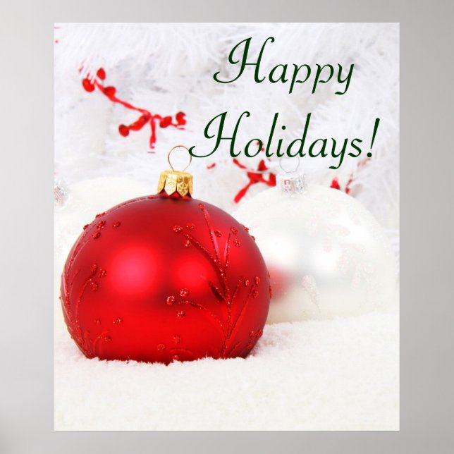 Christmas Red And White Happy Holidays V Poster (Front)