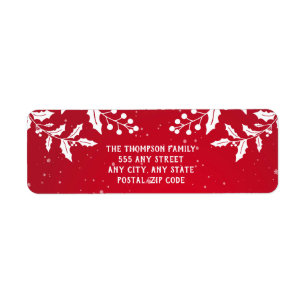 Christmas Red and White Holly Branches Festive