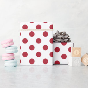 Christmas red and white large polka dot wrapping paper
