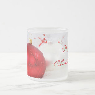 Christmas Red And White Merry Christmas Frosted Glass Coffee Mug