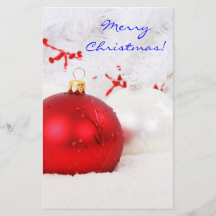 Christmas Red And White Merry Christmas II Stationery