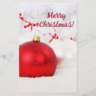 Christmas Red And White Merry Christmas III Stationery